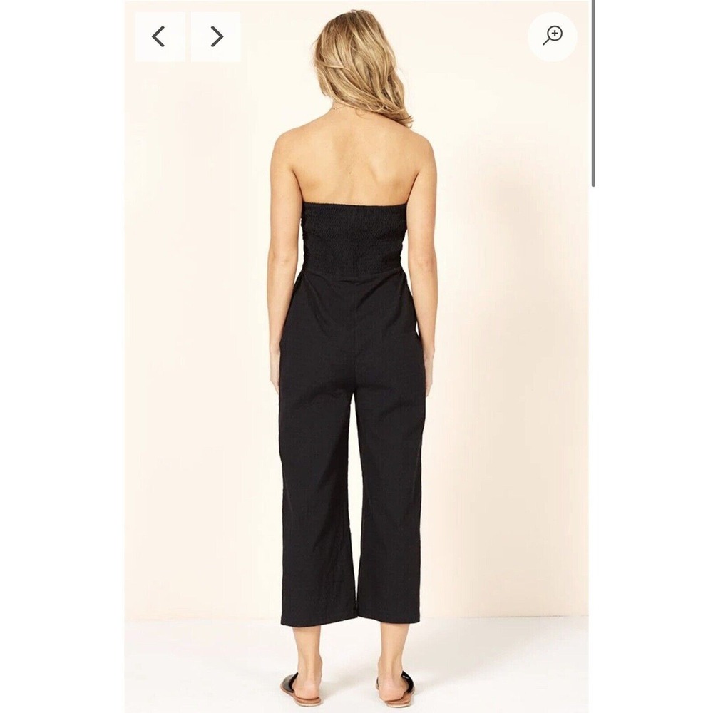 Minkpink Jumpsuit Say It Right Women XS Black Strapless Smocked Wide Leg Minimal - Picture 2 of 9